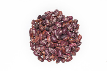 Many red colors of haricot beans isolated on white in studio