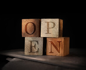Open For Business Wooden Cubes