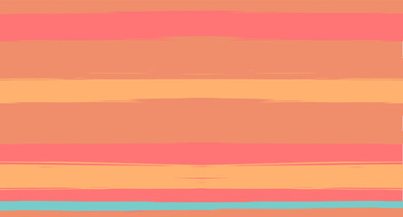 Orange, Brown Lines Seamless Summer Pattern, Vector Watercolor Sailor Stripes. Retro Vintage Grunge Fabric Fashion Design Horizontal Brushstrokes. Simple Painted Ink Trace, Geometric Cool Autumn Print