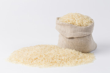 White rice in studio on white