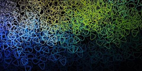 Dark blue, yellow vector pattern with abstract shapes.