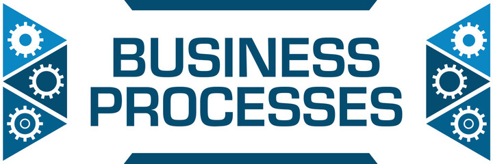 Business Processes Blue Triangles Both Sides Gears 