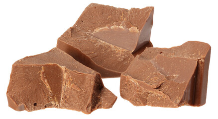 cracked milk chocolate candies sweets isolated on white background