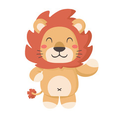 Fototapeta premium Friendly lion illustration vector isolated character