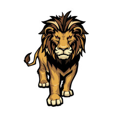 Lion illustration walking forward isolated