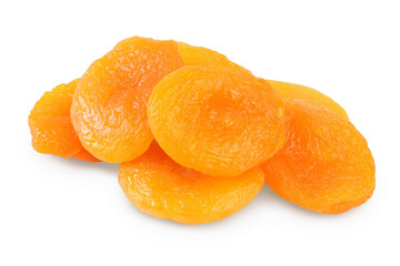 Dried apricots isolated on white background with clipping path and full depth of field.