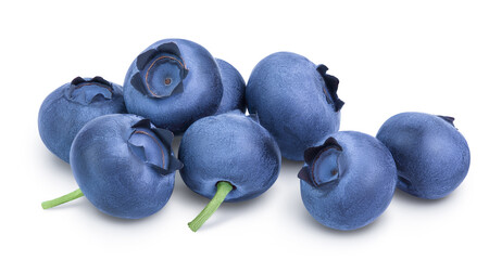 fresh blueberry isolated on white background closeup with clipping path and full depth of field