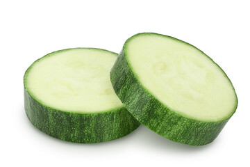 Fresh slice zucchini isolated on white background with clipping path and full depth of field