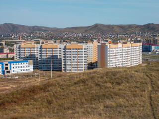 Fototapeta premium Modern multistory apartment buildings. Residential area. Top View. Ust-Kamenogorsk (Kazakhstan)