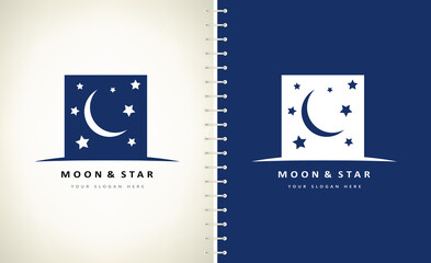 moon and stars logo vector space design
