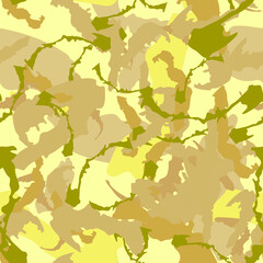 Forest camouflage of various shades of green, brown and yellow colors