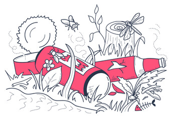 illustration litter, empty bottle
