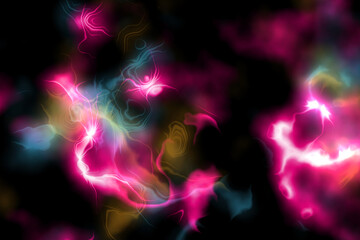 Electrical discharges. Abstract plasma discharge as a background. Psychedelic color image. Abstract bright plasma’s texture on black background.M