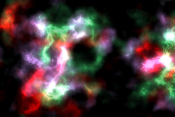 Electrical discharges. Abstract plasma discharge as a background. Psychedelic color image. Abstract bright plasma’s texture on black background.M