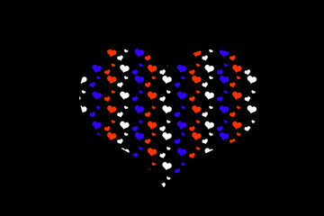 image of a large heart consisting of small on a black background