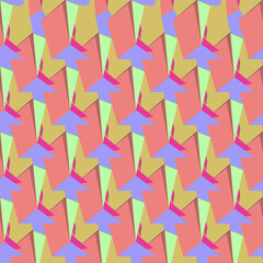 Absract seamless pattern with green, yellow, purple, pink shapes. Geometric minimalism. Vector illustration