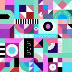 Abstract geometric art graphic illustration. Multicolored seamless design.