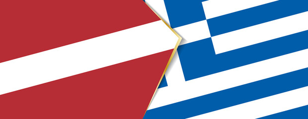 Latvia and Greece flags, two vector flags.