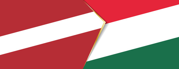 Latvia and Hungary flags, two vector flags.