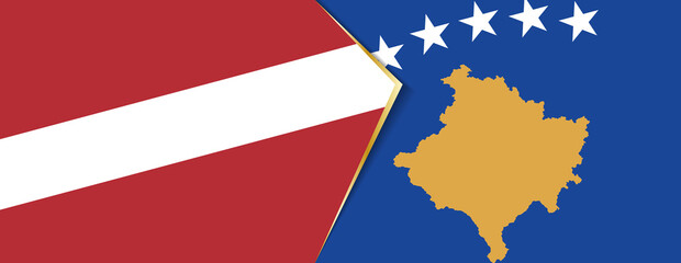 Latvia and Kosovo flags, two vector flags.
