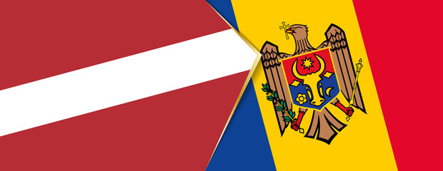 Latvia and Moldova flags, two vector flags.