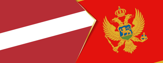 Latvia and Montenegro flags, two vector flags.