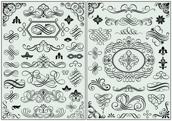 Calligraphic frames and design elements vector set