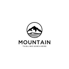 Creative Illustration Simple Mountain vintage with lake/sea Logo Design Vector