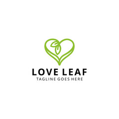 Creative Luxury leaves nature with love sign logo design logo template