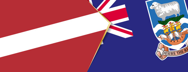 Latvia and Falkland Islands flags, two vector flags.