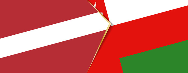 Latvia and Oman flags, two vector flags.