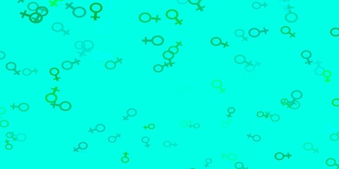 Light Green vector texture with women's rights symbols.