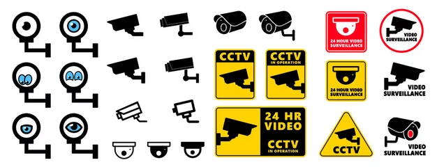 Foto auf Leinwand Safety security surveillance video camera eye cctv alert attention zone set icon vector symbool sign eps Prohibition Digital TV internet admittance In operation Closed Circuit Television No entry © MarkRademaker