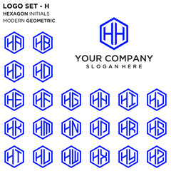 Hexagon initial H and A-Z logo set vector