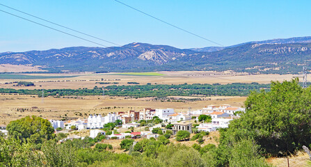 Facinas en Cádiz y alrededores con parque eólico, Andalucía, España, Europa