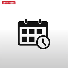 Calendar icon vector . Calendar with clock sign