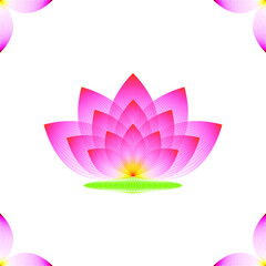 Lotus Flower light pink profile on a white background, geometric pattern, vector.