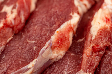 Fresh raw  beef steak close-up. Juicy meat background.