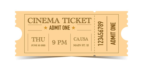 Cinema movie vintage vector ticket