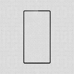 High quality realistic smart phone mock up with empty screen. Black detailed mobile phone with camera, volume and power buttons. Vector illustration.