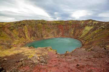 Kerid crater lake in Iceland © Tomsickova