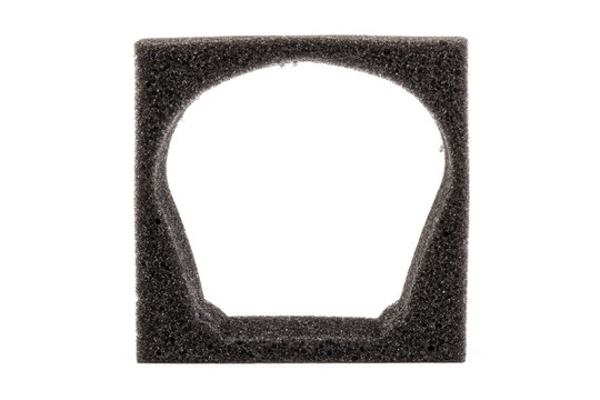 piece of foam rubber.Gray black background texture paralon