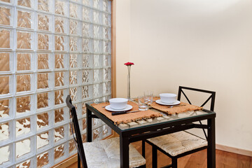 Stylish set table at a dining room