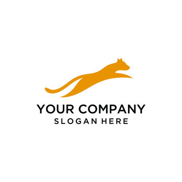 Leopard jumping logo design