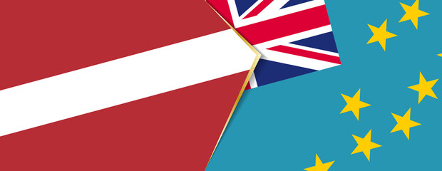 Latvia and Tuvalu flags, two vector flags.