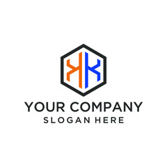 Hexagon KK letter logo
