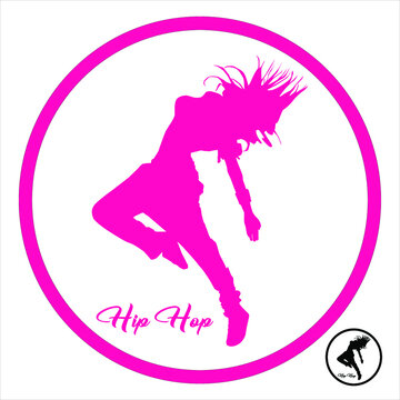 A young girl dance hip-hop Silhouette, color can be changed in one click