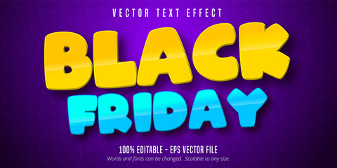 Black Friday text, cartoon style editable text effect