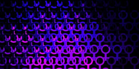 Light Purple, Pink vector background with woman symbols.