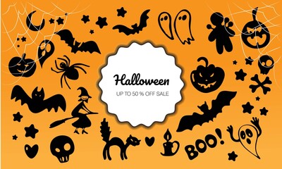 Sale banner vector icons for halloween.
